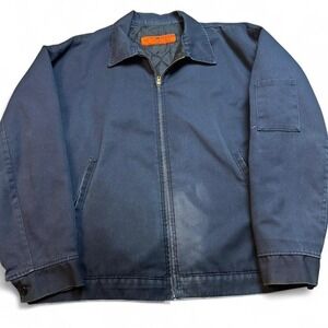 Vintage red kap gorpcore workwear mechanic full zip jacket quilt lined large